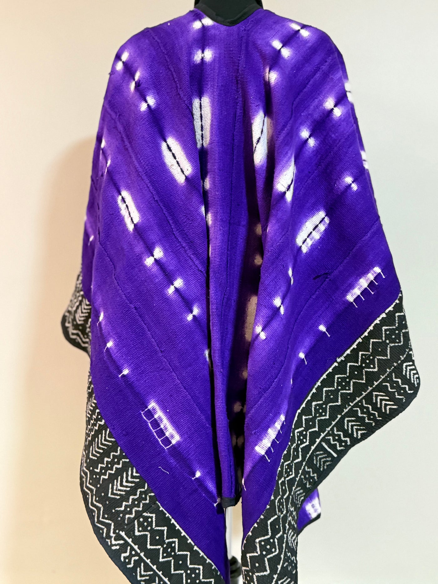 Vibrant Purple Mudcloth Shawl – Handcrafted, One Size Fits Most