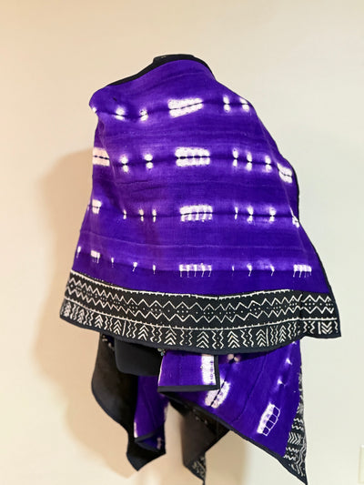 Vibrant Purple Mudcloth Shawl – Handcrafted, One Size Fits Most