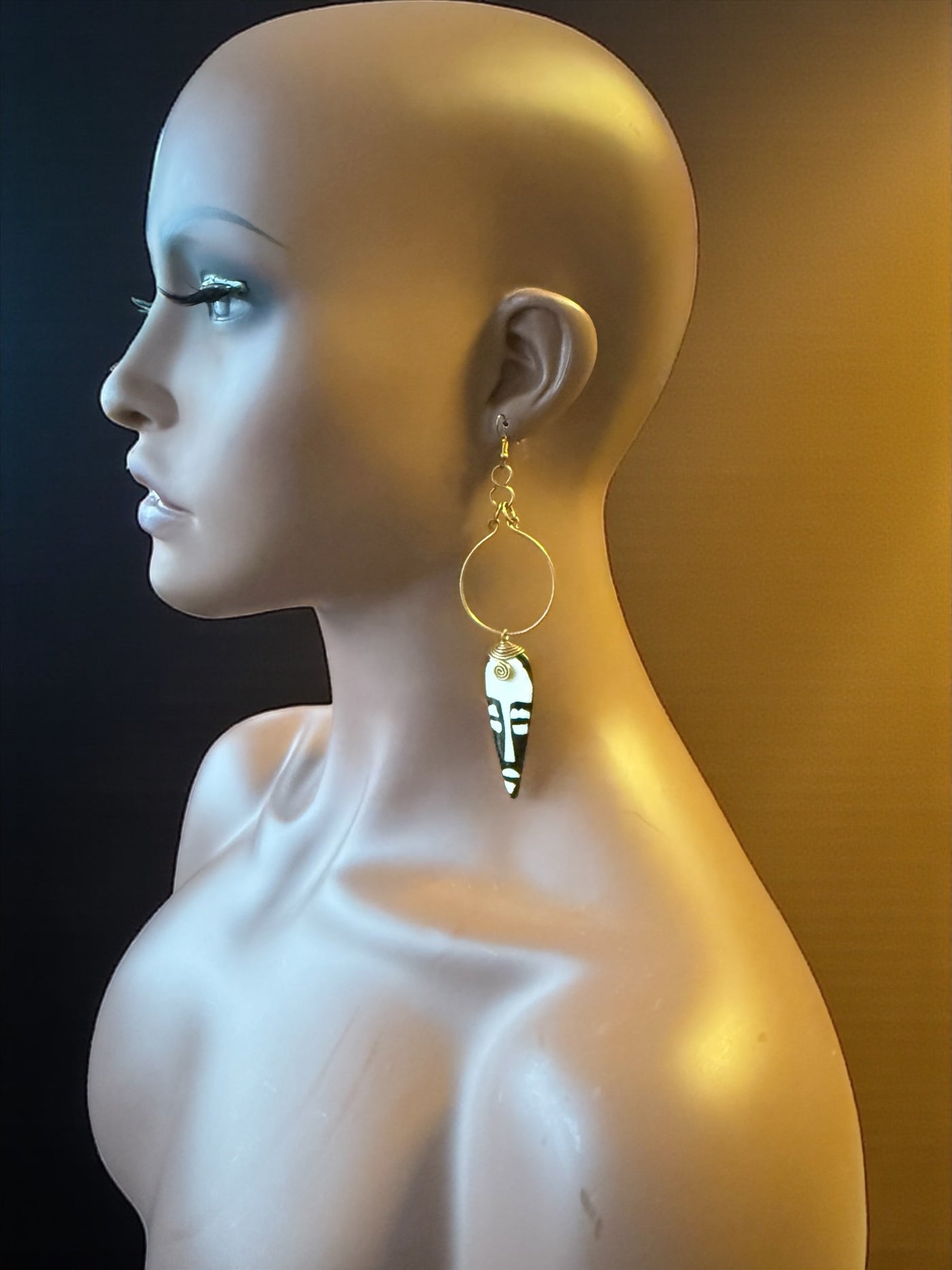 Zuri Mask Drop Earrings – Handcrafted Kenyan Brass & Tribal Art