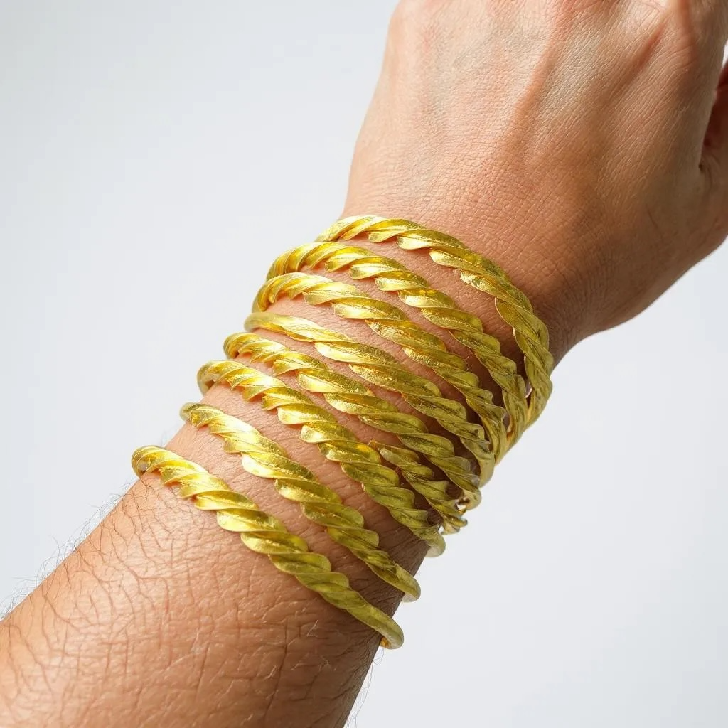 Twisted Fulani Brass Bracelet – Handmade African Cuff