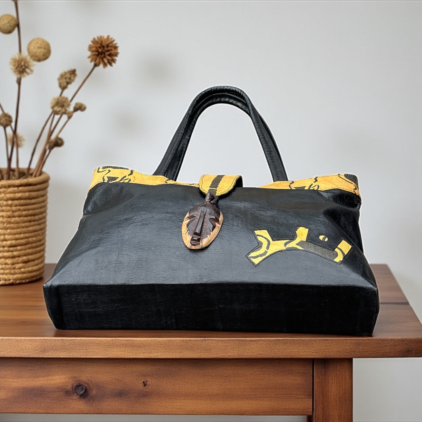 African Elegance: Unique Mali Leather Tote Bag