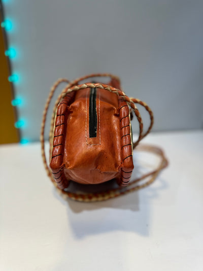 Burkina Faso Leather And Raffia Bag