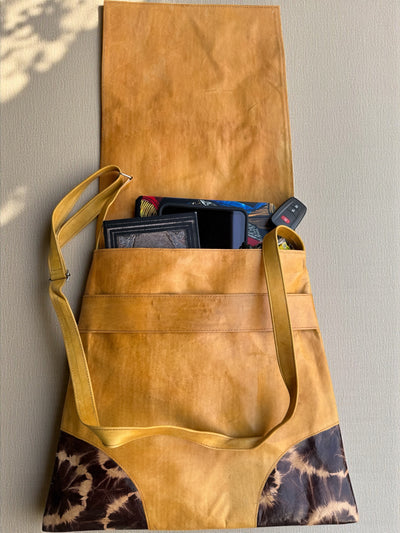 Amber Dusk Leather Shoulder Bag – Handmade in Mali (17x16)