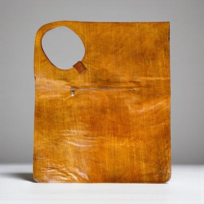Golden Caramel Oversized Tie-Dye Leather Tote Bag – Handcrafted Statement Piece (25x22 inch)