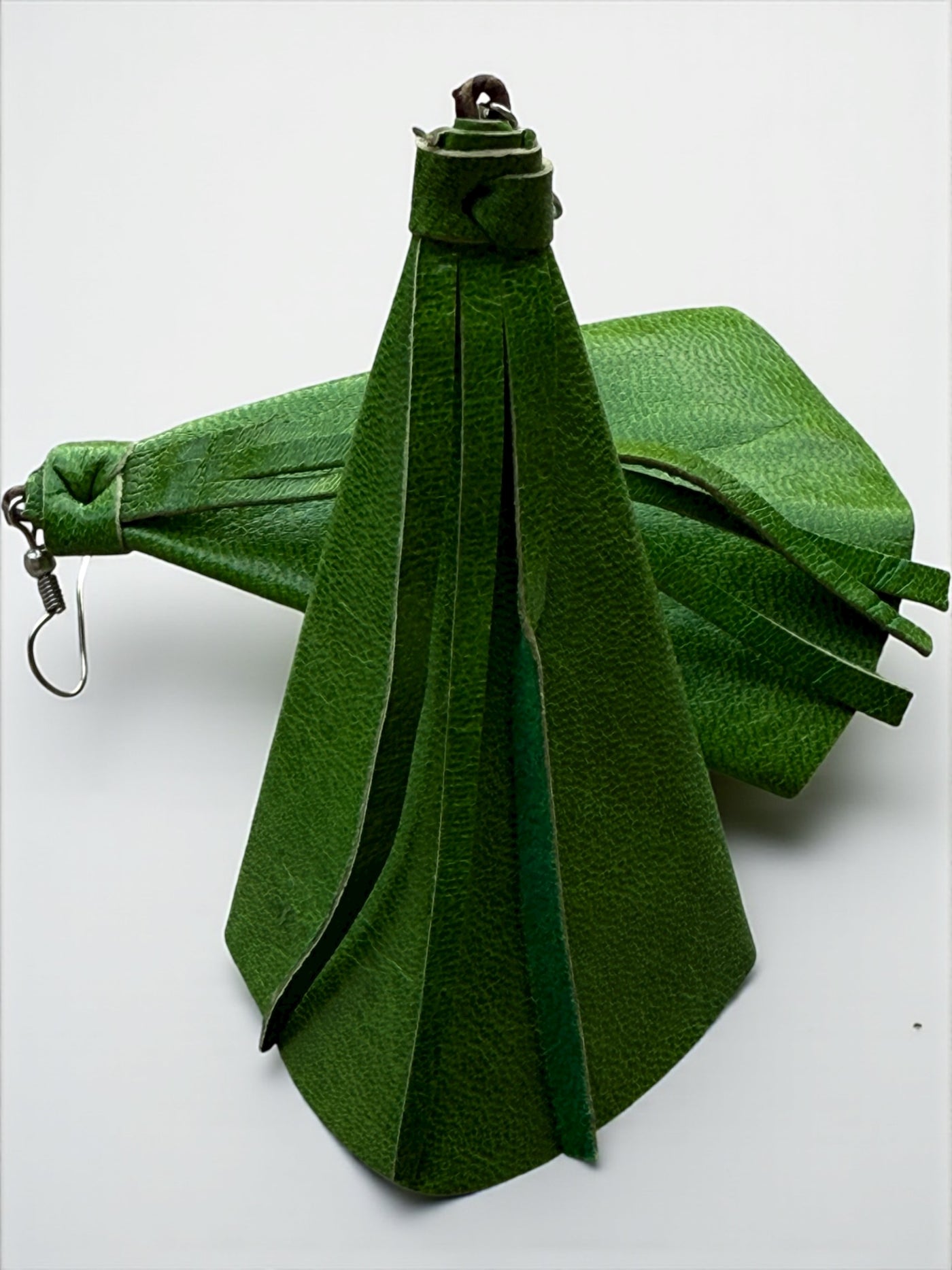 Saramani Bandi Leather Fringe Earrings – Handmade in Burkina Faso (Vibrant Green)