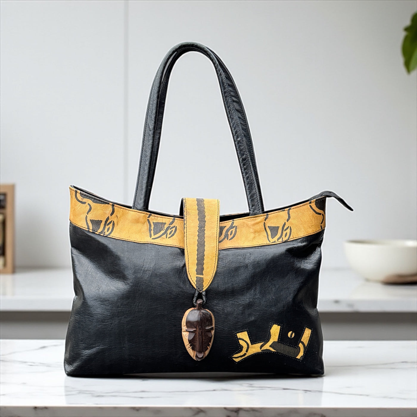 African Elegance: Unique Mali Leather Tote Bag