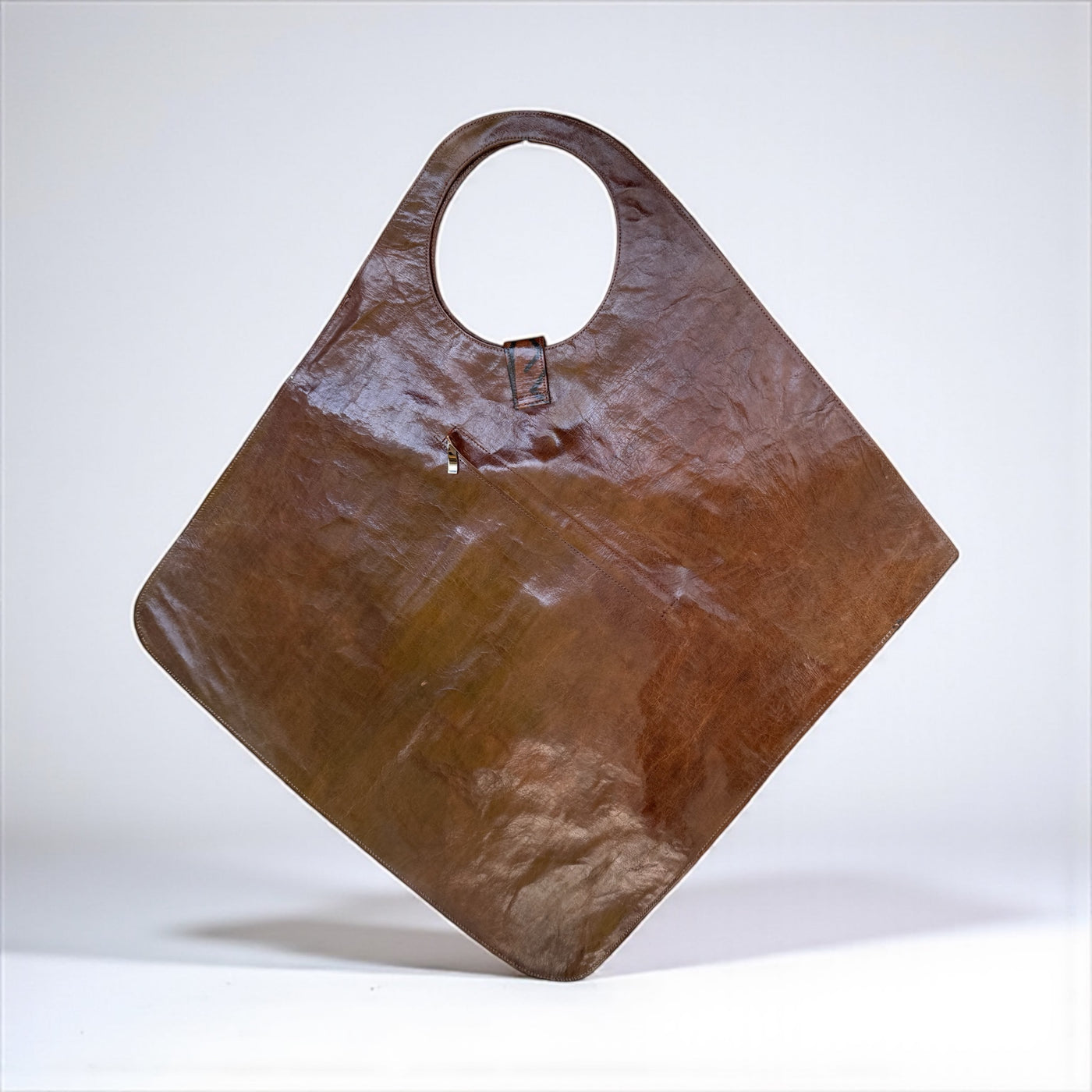 Brown Oversized Mudcloth-Inspired Leather Tote Bag – Handcrafted Statement Piece (25x22 inch)