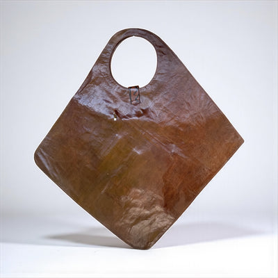 Brown Oversized Mudcloth-Inspired Leather Tote Bag – Handcrafted Statement Piece (25x22 inch)
