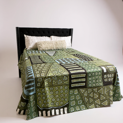 Savanna Green Mudcloth Blanket – 120” x 93”