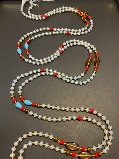 Abeo (I bring happiness) - In Yoruba Clear Gold and Red Waistbead