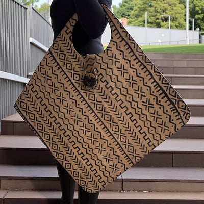 Two-Tone Oversized Leather & Mudcloth-Inspired Tote Bag – Handcrafted Statement Piece (25x22 inch)