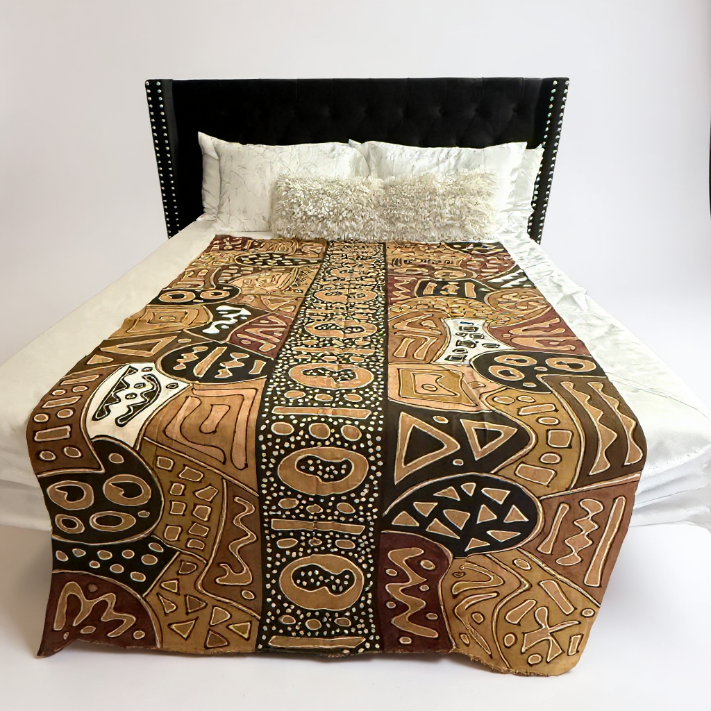 Tribal Earth Path Symbols Throw – 78” x 44” | Authentic Handcrafted African Textile