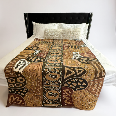 Tribal Earth Path Symbols Throw – 78” x 44” | Authentic Handcrafted African Textile