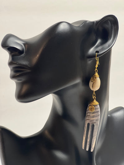 Authentic White Duafe Afrocentric Earrings