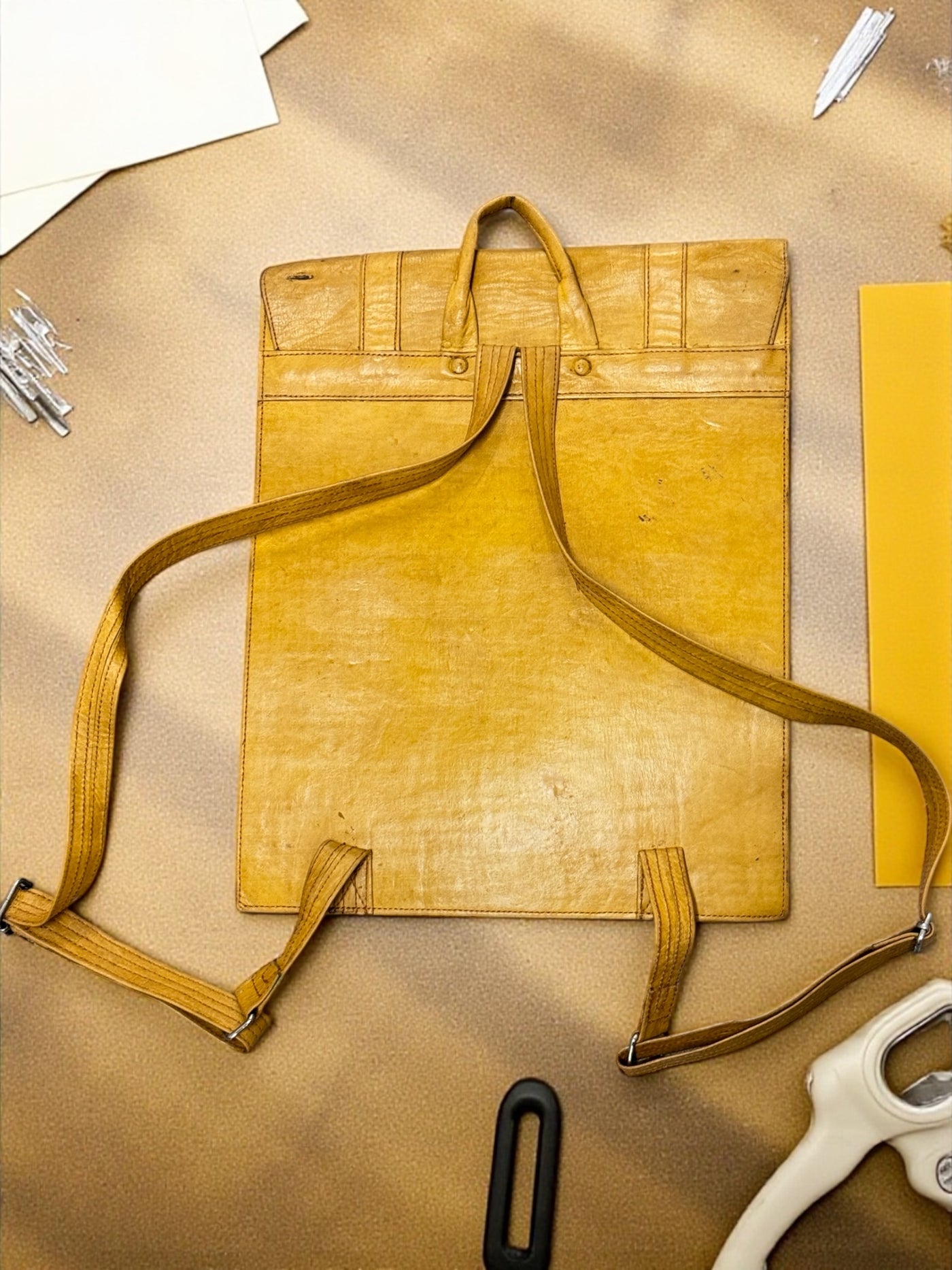 Ankh Heritage Leather & Indigo Backpack – Handmade in Mali (16x13x3 in)