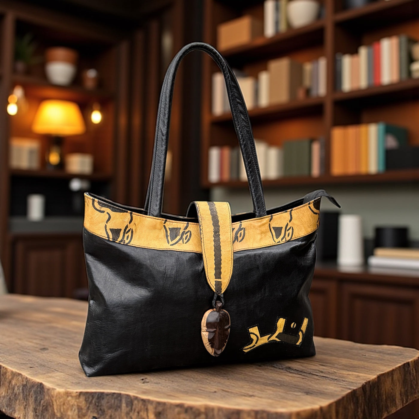 African Elegance: Unique Mali Leather Tote Bag