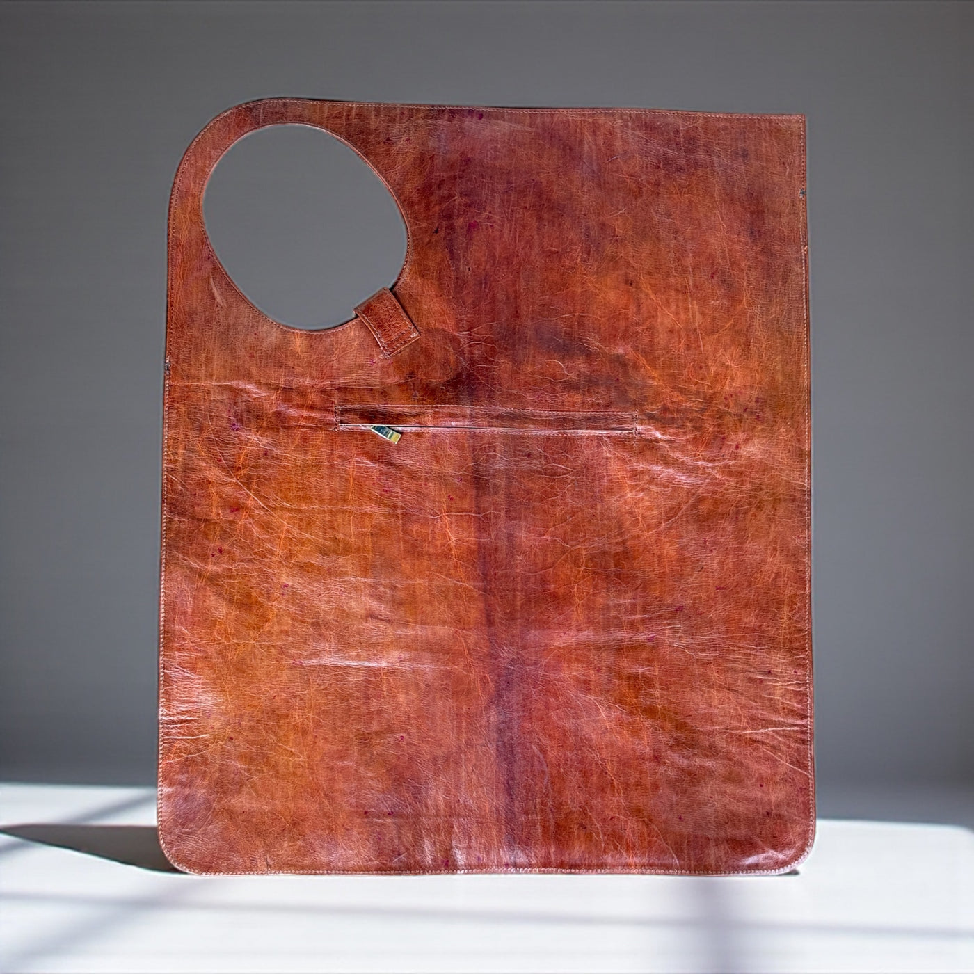 Rust Red Oversized Tie-Dye Leather Tote Bag – Handcrafted Statement Piece (25x22 inch)
