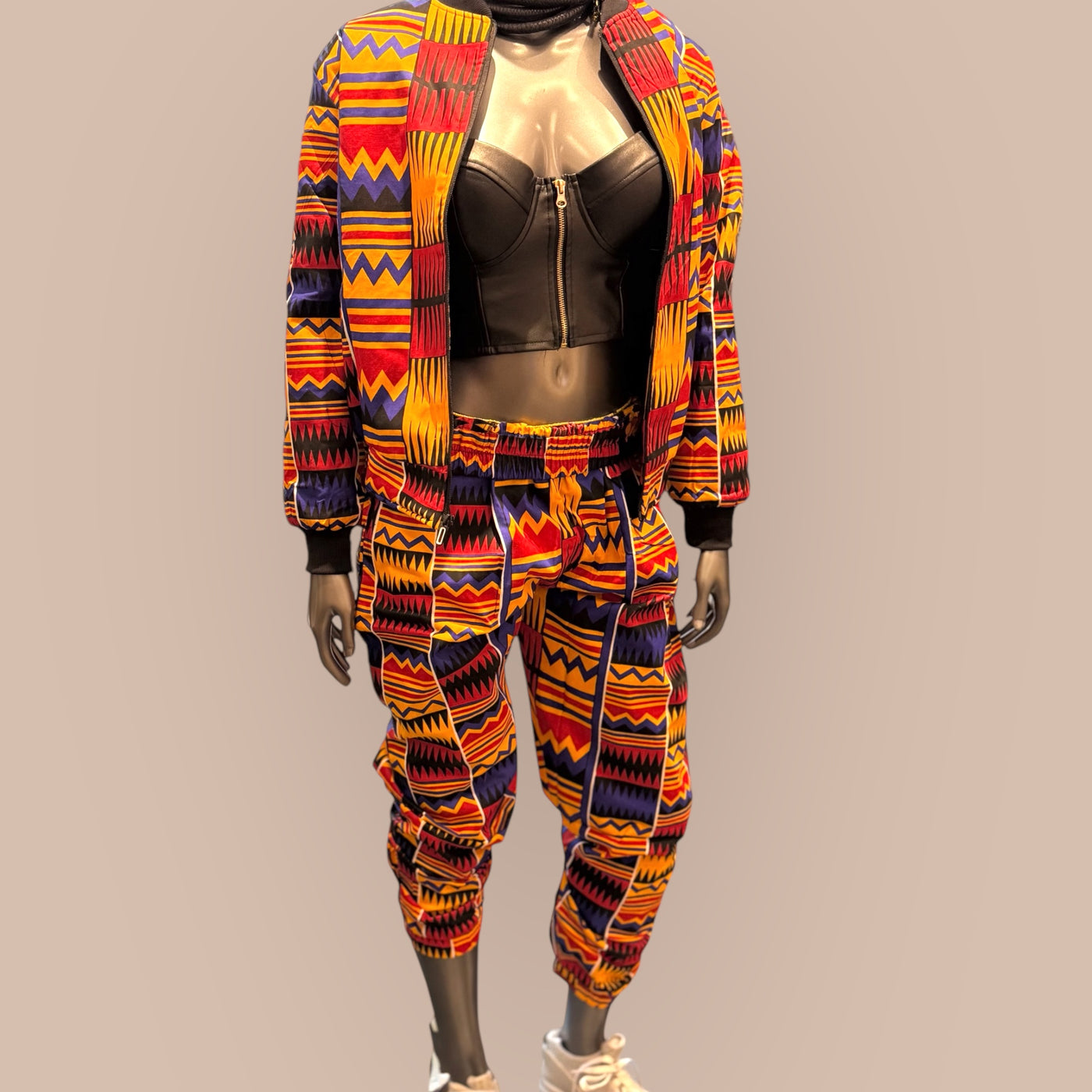 Vibrant African Print Jogging Set – Unisex Style, Bold & Comfortable