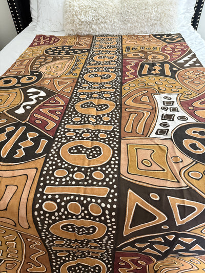 Tribal Earth Path Symbols Throw – 78” x 44” | Authentic Handcrafted African Textile