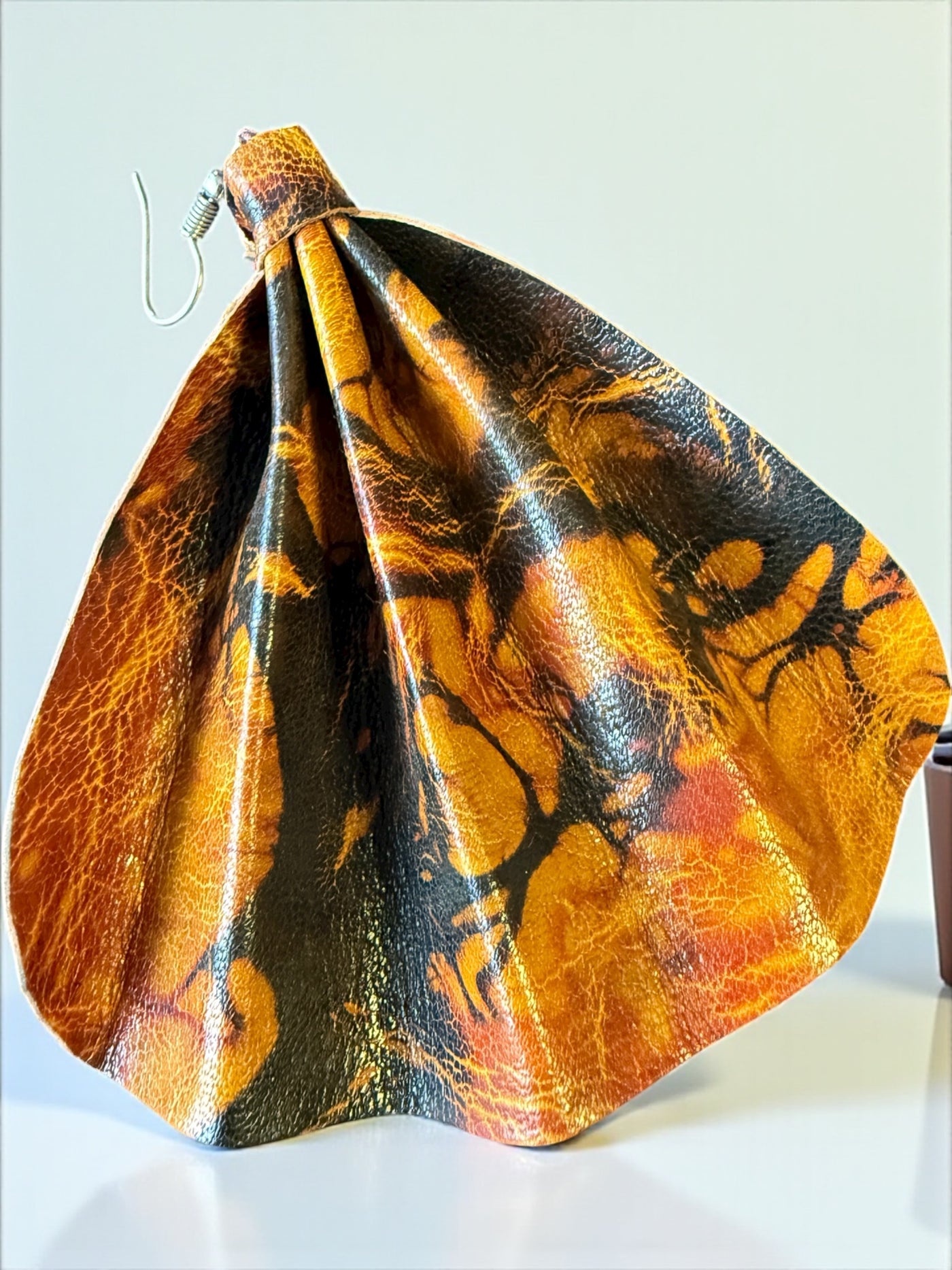Saramani Sunburst Leather Fan Earrings – Handmade from Recycled Leather, Burkina Faso