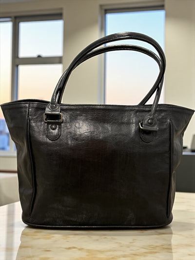 Noir Essence Leather Tote – Handmade in Mali (11x16x5.5 in)