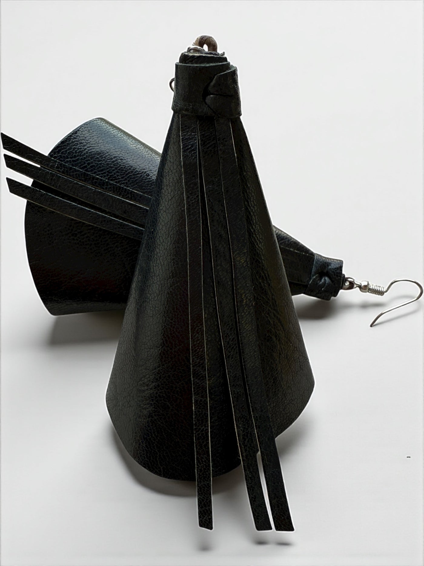 Saramani Bandi Leather Fringe Earrings – Handmade in Burkina Faso (Classic Black)
