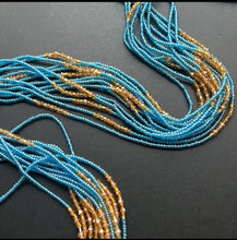 Load image into Gallery viewer, Elegant Ghanaian Waist Beads. Handcrafted Blue Gold Single Strand Beauty
