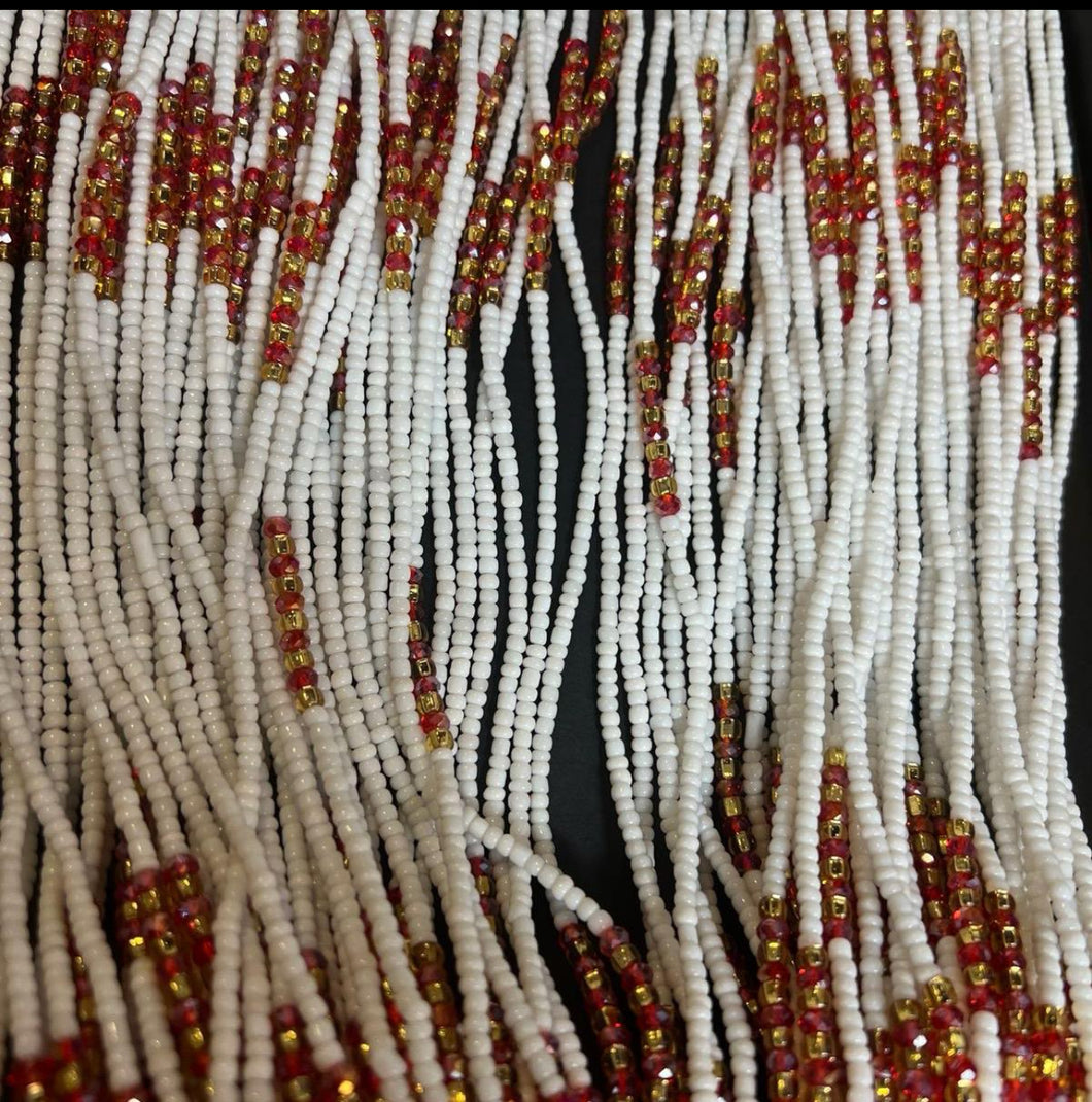 La Blanche Africaine Red White Waistbeads