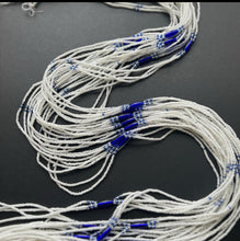 Load image into Gallery viewer, Celestial Charm Thrice White Blue Waistbeads
