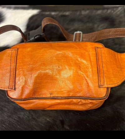 Handcrafted Leather Fanny Pack with Mudcloth Accents