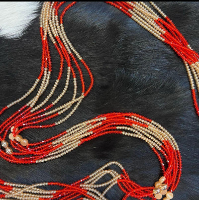 Joy Double Strands Red Gold Waistbeads