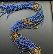 Load image into Gallery viewer, Aria Cascade Single Strand Blue Gold Waistbeads
