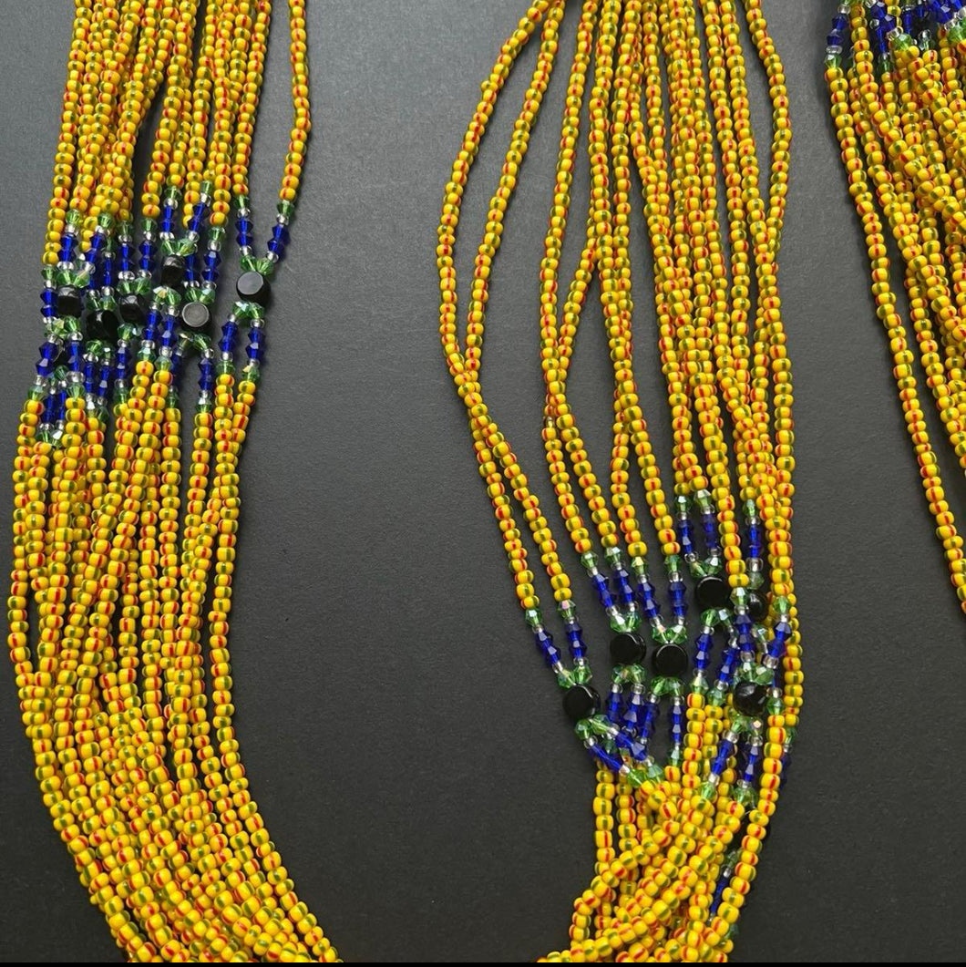 Double Strand Sahel Yellow Waistbeads 52 Inches