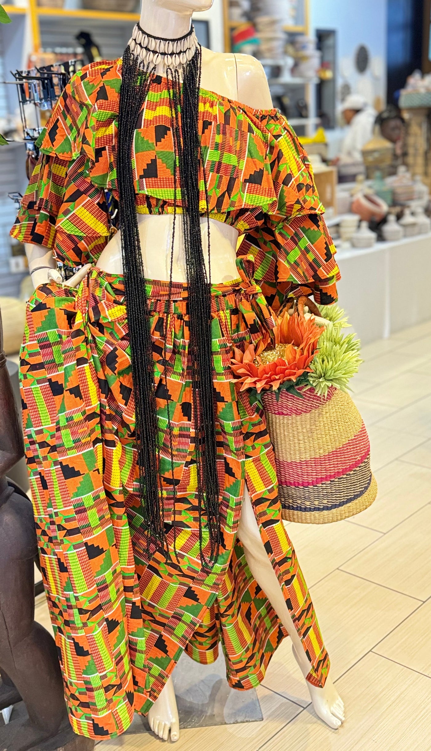 Kente Skirt Set with head wrap (Wholesale)