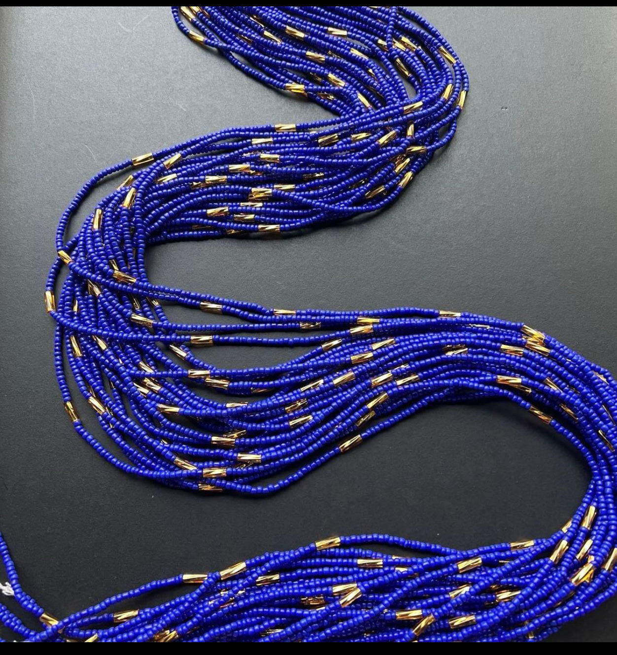 Timeless Craftsmanship. Blue Gold Single Strand Waist Beads from Ghana's Artisans (Wholesale)
