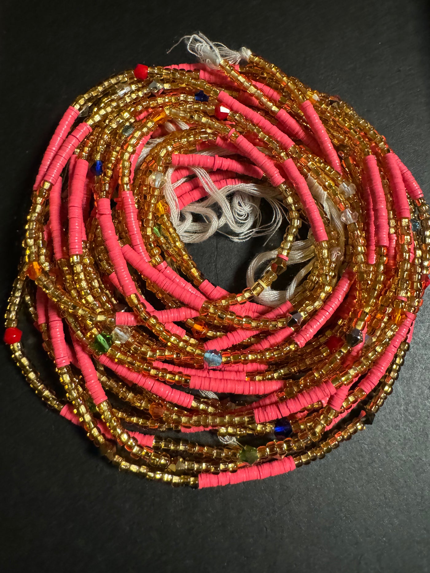 Aziza (Precious)Authentic African Pink Waistbeads 45 Inches