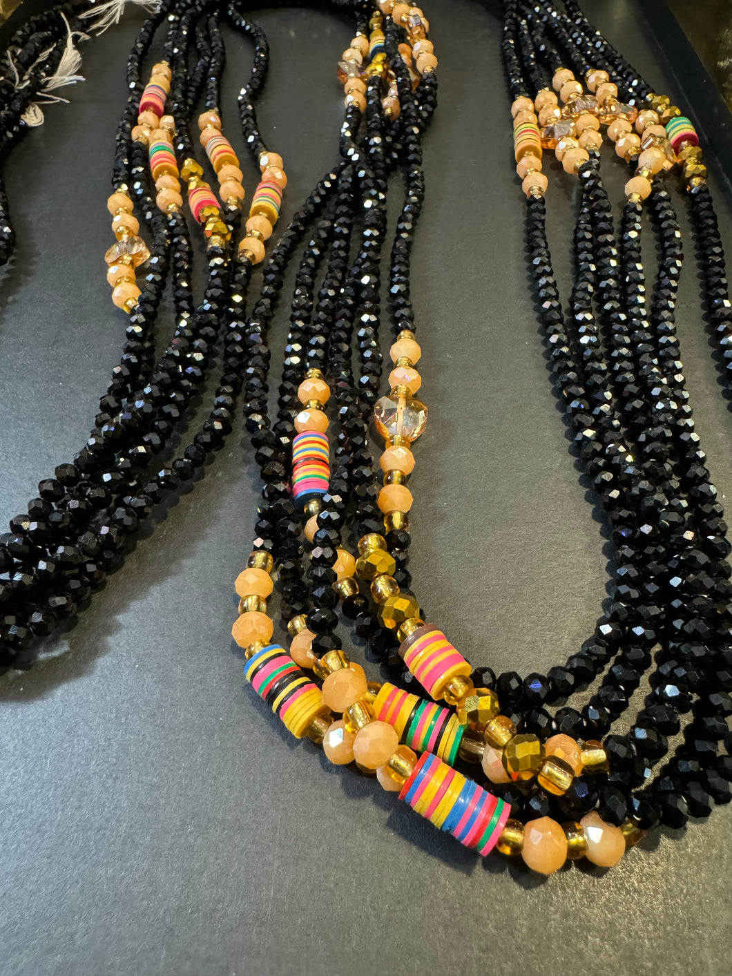 Halima (Gentle)Authentic Ghana Black Gold Waistbeads 46 Inches