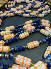 Load image into Gallery viewer, Single Strands Blue Gold Luxury Ghana Waistbeads
