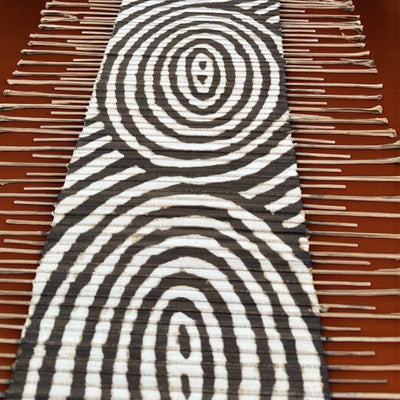 Handmade Mudcloth & Twig Table Runner – Concentric Circles (65” x 17”)
