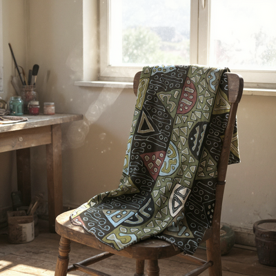 Earth Rhythm Mudcloth Textile – 78” x 44” (Handmade in Mali)