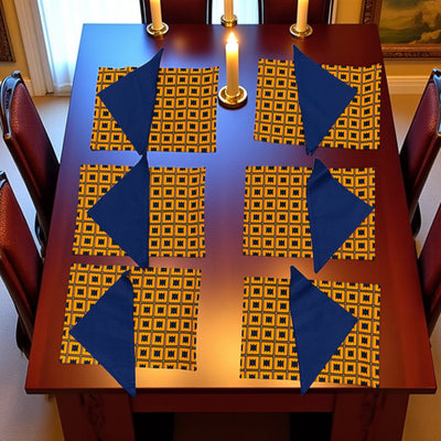 Vibrant Ankara Geometric Placemat & Napkin Set – Afrocentric Dining Décor (12 pcs)