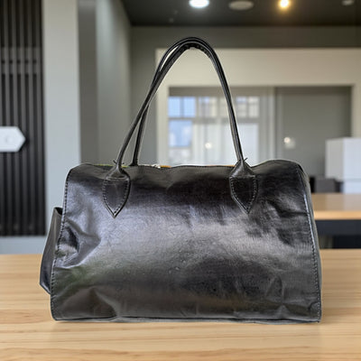 Emerald Marbled Leather Duffle – Lightweight Small Handbag (9” x 11” x 5”)