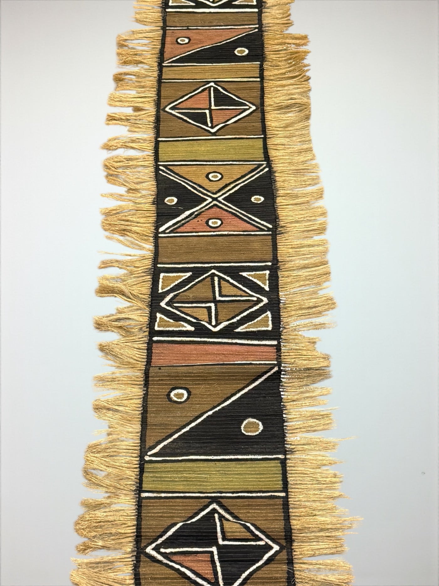Tribal Geometric Mudcloth Runner with Fringe – 70x15” Versatile Accent