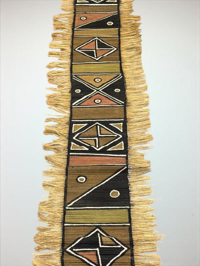 Tribal Geometric Mudcloth Runner with Fringe – 70x15” Versatile Accent