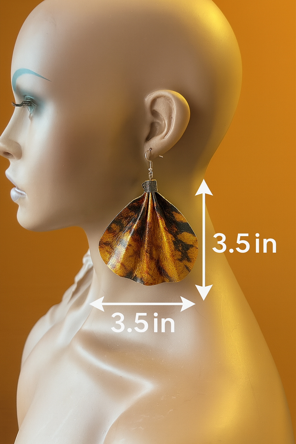 Saramani Sunburst Leather Fan Earrings – Handmade from Recycled Leather, Burkina Faso