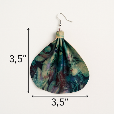 Saramani Ocean Bloom Leather Fan Earrings – Handmade from Recycled Leather, Burkina Faso