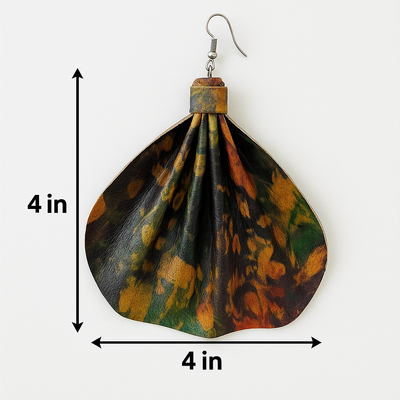 Saramani Earth Ember Leather Fan Earrings – Handmade from Recycled Leather, Burkina Faso
