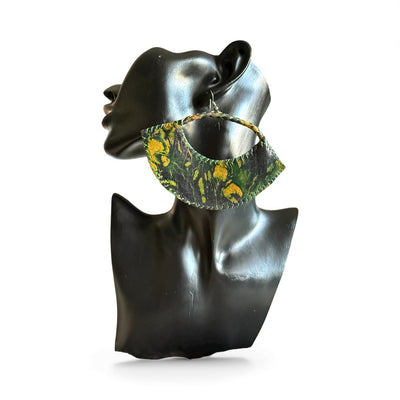 Sanaa Tie-Dye Green Leather Earrings