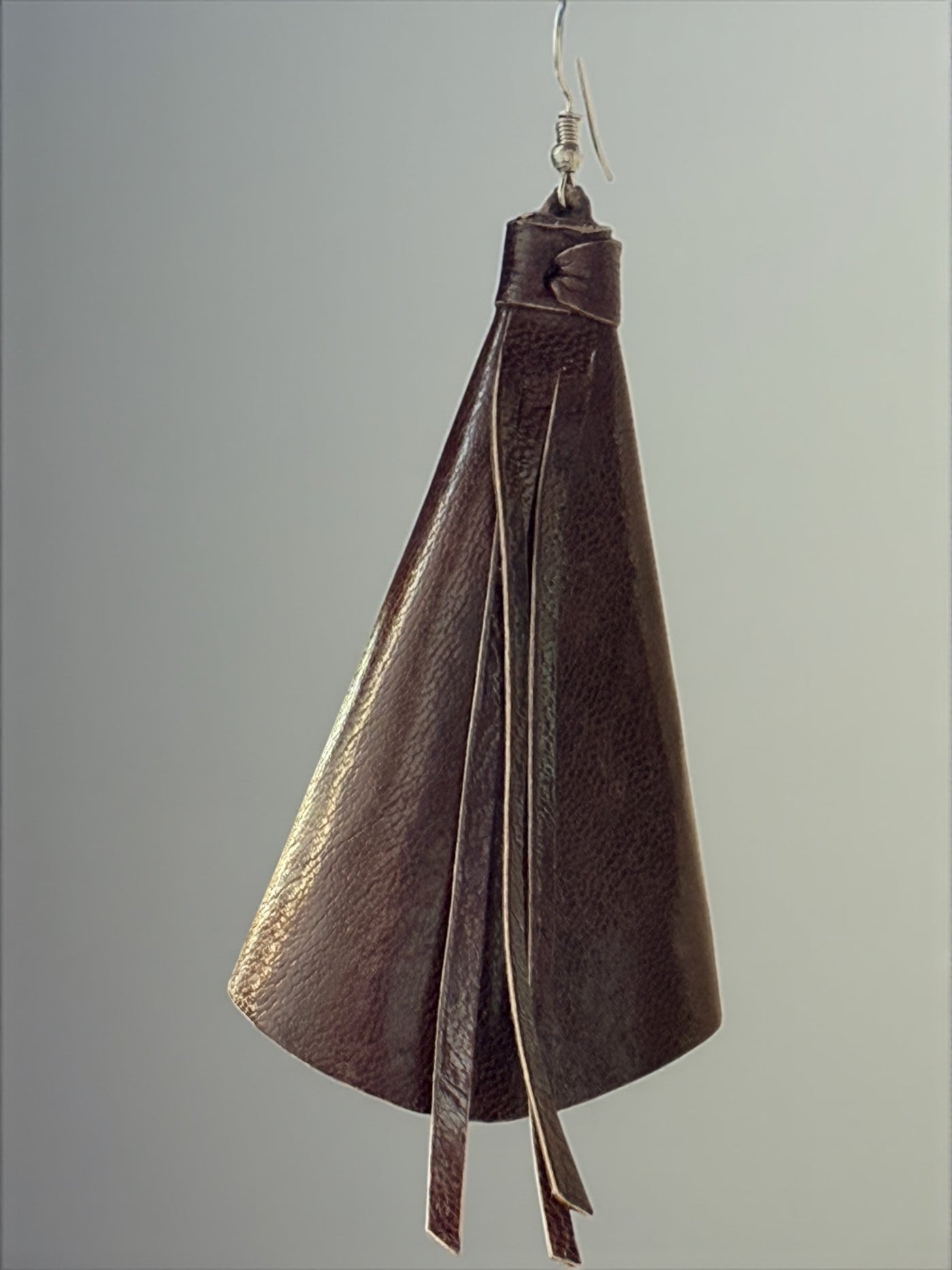 Saramani Bandi Leather Fringe Earrings – Handmade in Burkina Faso (Chocolate Brown)