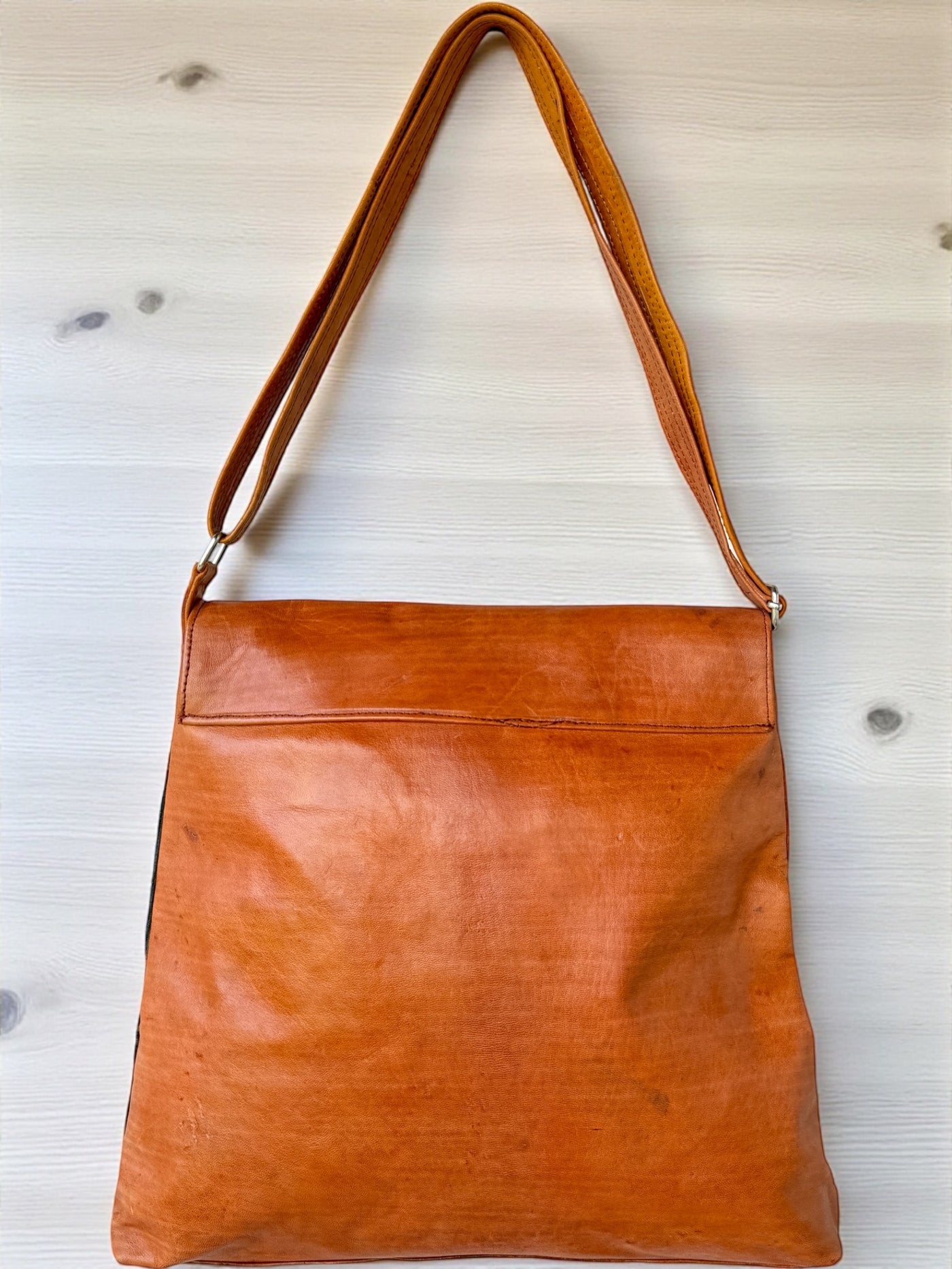 Indigo Bloom Leather Crossbody – Handmade Art Bag from Mali